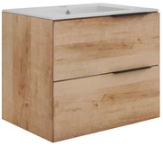 Szafka łazienkowa wisząca z umywalką do zabudowy - Jasny naturalny - 60 cm - NISAYA