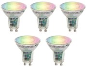 Zestaw 5 inteligentnych żarówek LED GU10 50 Clear RGBW 4,5W 350 lm 2700-6000K