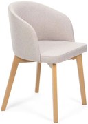 Jasnobeżowe drewniane krzesło tapicerowane T7-W02