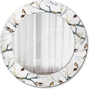 Lustro z nadrukiem dekoracyjne okrągłe Wróbelki ptaki gałęzie