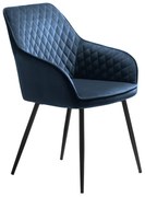 Niebieski tapicerowany fotel jadalniany z podłokietnikami Milton – Unique Furniture