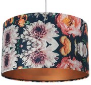 Miedziana lampa wisząca z kloszem w kwiaty - S380 L3-T47