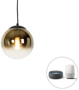 Inteligentna lampa wisząca czarna ze złotym szkłem 20 cm z WiFi A60 - Pallon ArtDeco Oswietlenie wewnetrzne