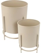 Zestaw stojaków metalowych na kwiaty Celano beżowy, 2 szt.