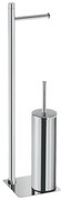 Gedy - stojąca szczotka WC z uchwytem na papier toaletowy TRILLY, chrom błyszczący