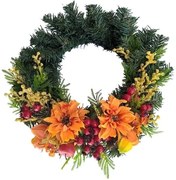 Sztuczny wieniec z Dalii i dzikiej róży, śr. 30 cm