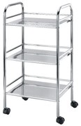 Metalowy regał w kolorze srebra na kółkach 41x75 cm – Wenko