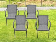 Zestaw 4 krzeseł tarasowych SOTTILE szary technorattan