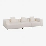 Modułowa Sofa Z Szezlongiem Lewostronnym, 3-częściowa (↔︎335 Cm) Z Wysokim Podłokietnikiem Bruna Bouclé White - Sklum