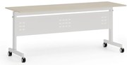 Mobilny stół PRIMO MOBI, 180x60 cm, biała podstawa, brzoza