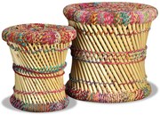 Bambusowe okrągłe stołki w stylu chindi 2 szt T6-A15