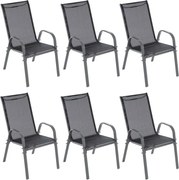 GARTHEN Krzesła ogrodowe sztaplowane, czarne / ciemnoszare