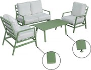 Zestaw mebli ogrodowych "Queens" z metalu - 4 miejsca - Zielony/Biały