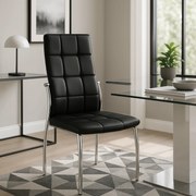 Krzesło Tapicerowane do Jadalni MOLLY Czarne Ekoskóra Nowoczesne