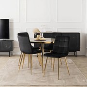 Stół Okrągły TINGA 100 cm Szary Marmur/Złoty Glamour