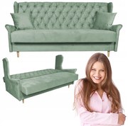 Wersalka 3 osobowa SOFA uszak rozkładana welur GAJA zielona Family Meble