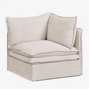 Narożny Fotel Z Lnu I Bawełny Grace Tkaniny Beige - Sklum