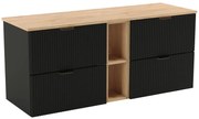 Szafka wisząca pod umywalkę z szufladami i półkami czarny + orzech Z8-D48