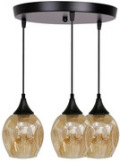 Czarna potrójna lampa na talerzu nad wyspę - 4X Z034 K5-H04