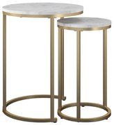 Okrągłe stoliki w biało-złotym kolorze w dekorze marmuru zestaw 2 szt. ø 45 cm Amelia – CosmoLiving by Cosmopolitan