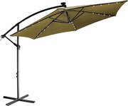 STILIST Parasol ogrodowy z rączką 3,5m, khaki + LED