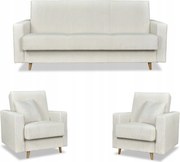 Zestaw wypoczynkowy Rene kanapa i fotele beżowe