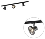 Nowoczesny system oświetlenia szynowego z 3 czarnymi reflektorami jednofazowymi 100 cm - Iconic Jeany Nowoczesny Oswietlenie wewnetrzne