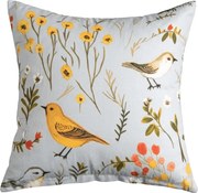 Poszewka na poduszkę z mikrofibry SPRING BIRDS 45x45 cm, kolorowa