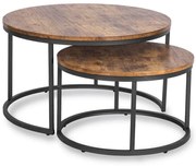 Zestaw 2 loftowych stolików kawowych dąb rustykalny G6-G17