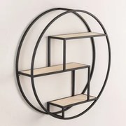 Pólka Scienna Z Drewna I Stali Kafren Czarny - Naturalna - Sklum