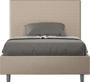 Łóżko bez stelaża tapicerowane 120x190 sztucznej skóry szaro-beżowy Focus