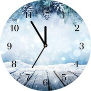 Zegar ścienny Okrągły Zima Śnieg Choinka Święta