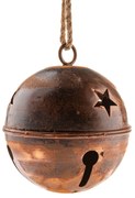 Metalowy zawieszany dzwoneczek o średnicy 15,5 cm,kolor miedziany, rustykalny