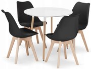 Biały stół + 4 nowoczesne czarne krzesła K6-S74