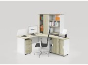 Zestaw mebli biurowych MIRELLI, typ C, prawy, biały / dąb sonoma