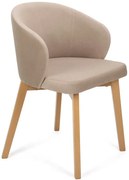 Beżowe welurowe krzesło drewniane dąb artisan N5-B74