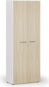 Szafa biurowa z drzwiami PRIMO WHITE, 800 x 420 x 2128 mm, biały/dąb naturalny