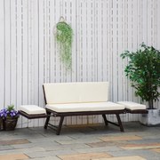 Outsunny Sofa ogrodowa 2-osobowa, technorattan, składane podłokietniki, stal, brązowa, 129x63x67cm | Aosom PL