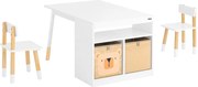 SoBuy Stół dziecięcy z 2 krzesłami, wielofunkcyjny zestaw mebli biały