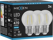 Mexen Vintis 3x żarówka filament LED E27, G45, 4W, Zimna - 6500K, 470 lm, clear - L156-E27-0465-00x03