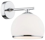 Kinkiet do salonu w stylu glamour - Marbella Chrom, szklany klosz biały-mleczny, czasza