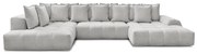 Jasnoszary rozkładany/ze schowkiem narożnik z tkaniny szenilowej (lewostronny/w kształcie litery U) Everest – Bobochic Paris