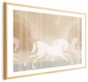Plakat Pędzące rumaki 90x60 cm z ramą złotą z marginesem ARTGEIST B