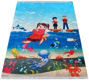 Prostokątny dywan dla dziecka wodne zwierzątka G8-E81