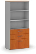 Szafa biurowa z kombinowanymi szufladami PRIMO GRAY, 1781 x 800 x 420 mm, szary/czereśnia