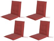 Outsunny Zestaw 4 Poduszek na Krzesła 108 x 50 x 5 cm z Paskami, Do Użytku Zewnętrznego i Wewnętrznego Bordowy