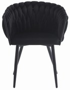 Krzesło ORION - aksamit czarne x 1, Plecione, Warkocz