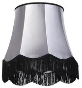 Abażur z jedwabiu czarny z szarym 45 cm - Granny Retro