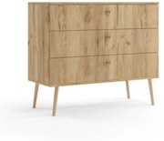 Komoda LEBEL 2 z szufladami 100cm dąb craft złoty MELIMEBLE