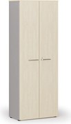 Szafa biurowa z drzwiami PRIMO GRAY, 800 x 420 x 2128 mm, szary/brzoza